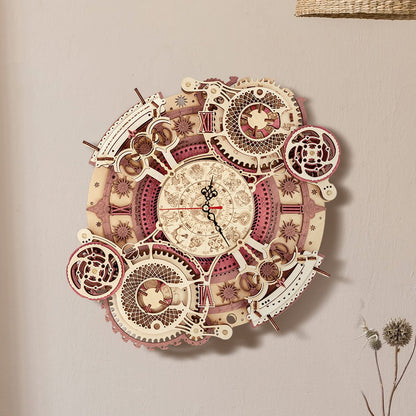 3D Wooden Art Zodiac Wall Clock Puzzle.