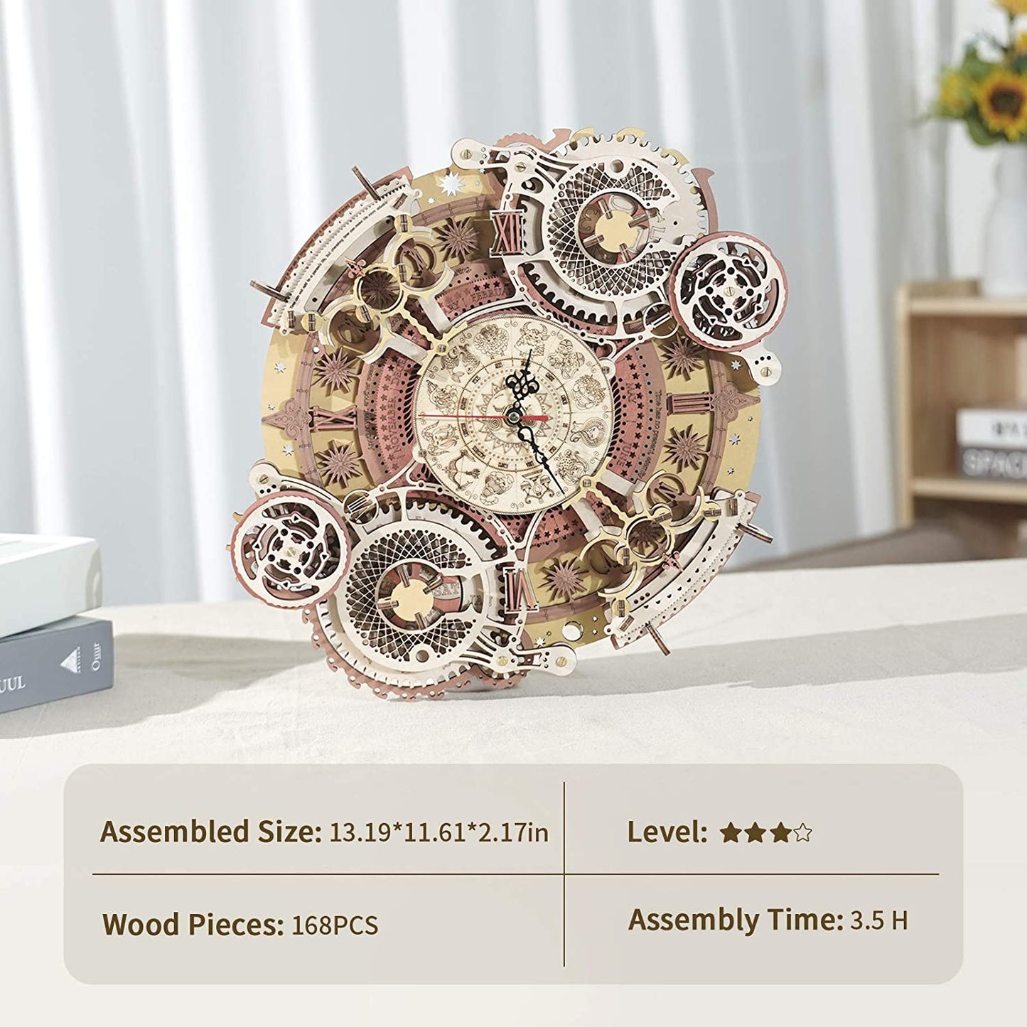 3D Wooden Art Zodiac Wall Clock Puzzle.