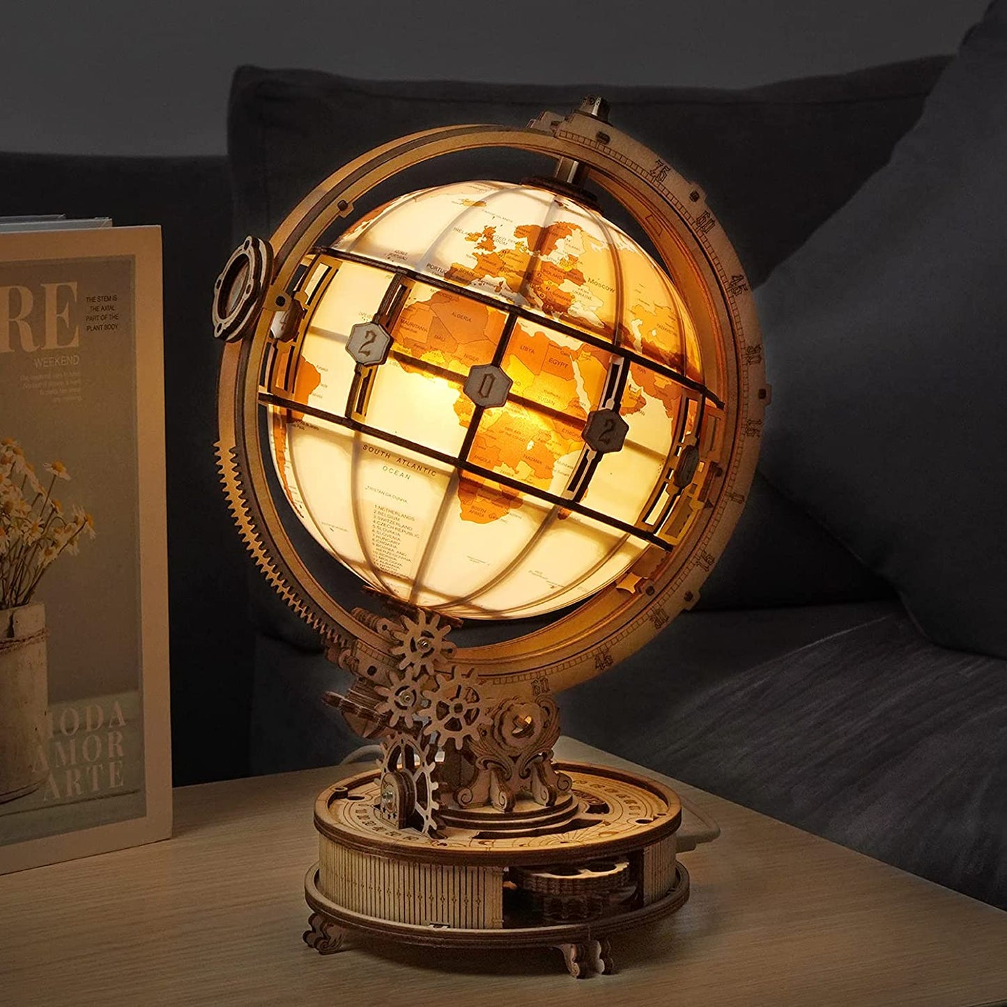 Luminous 3D Wooden Model Globe