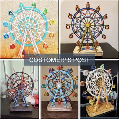 Robotime 3D Wooden Puzzles DIY Wooden Rotatable Ferris Wheel Model With Playing Music Toy