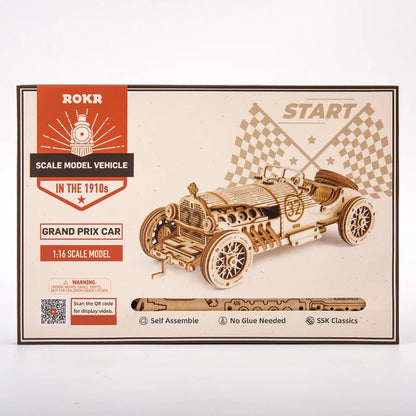 Robotime ROKR Grand Prix Car 3D Wooden Puzzle Game Assemble Racing Car Model Toy