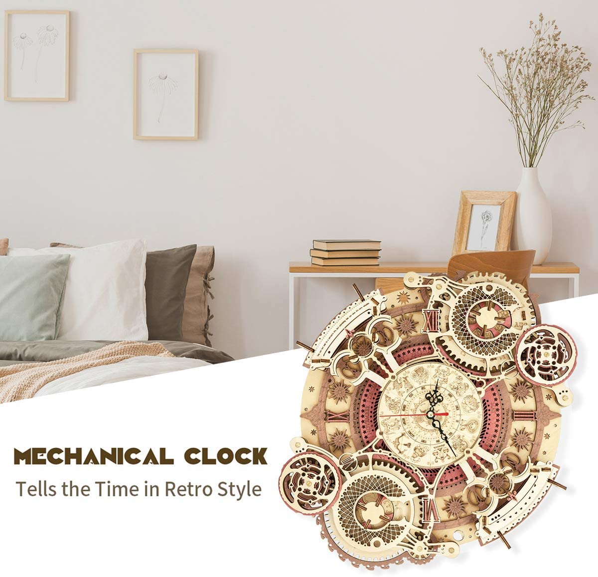 3D Wooden Art Zodiac Wall Clock Puzzle.